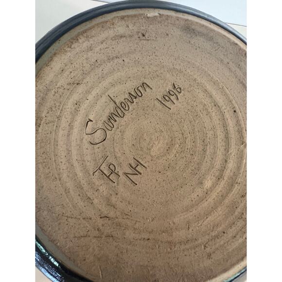 Rare Vintage Richard Sanderson Toad Hill Pottery NH Casserole Pot w Lid Blue JL - Picture 7 of 8